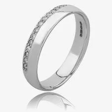 9ct White Gold 4mm Diamond Edged Wedding Ring 7607W/9W/DQ10