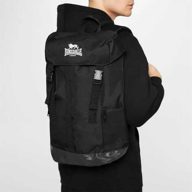 lonsdale Mens Niagara Eight Pockets Padded Backpack in Black