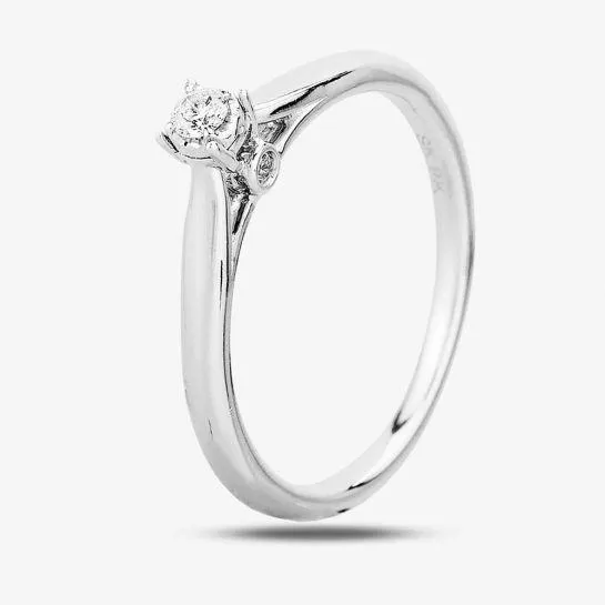 9ct White Gold 0.10ct Diamond Bridge Accent Diamond Solitaire Ring THR20598-10