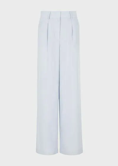 Washed silk single-dart trousers