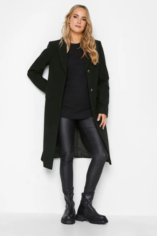 LTS Tall Black Midi Formal Coat
