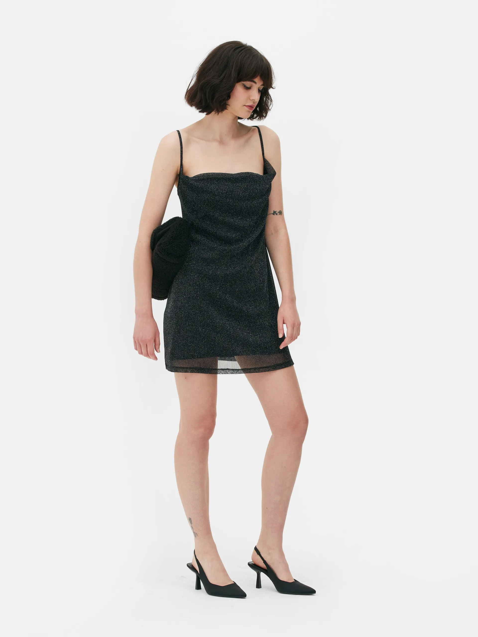 Mini-jurk van glittermesh