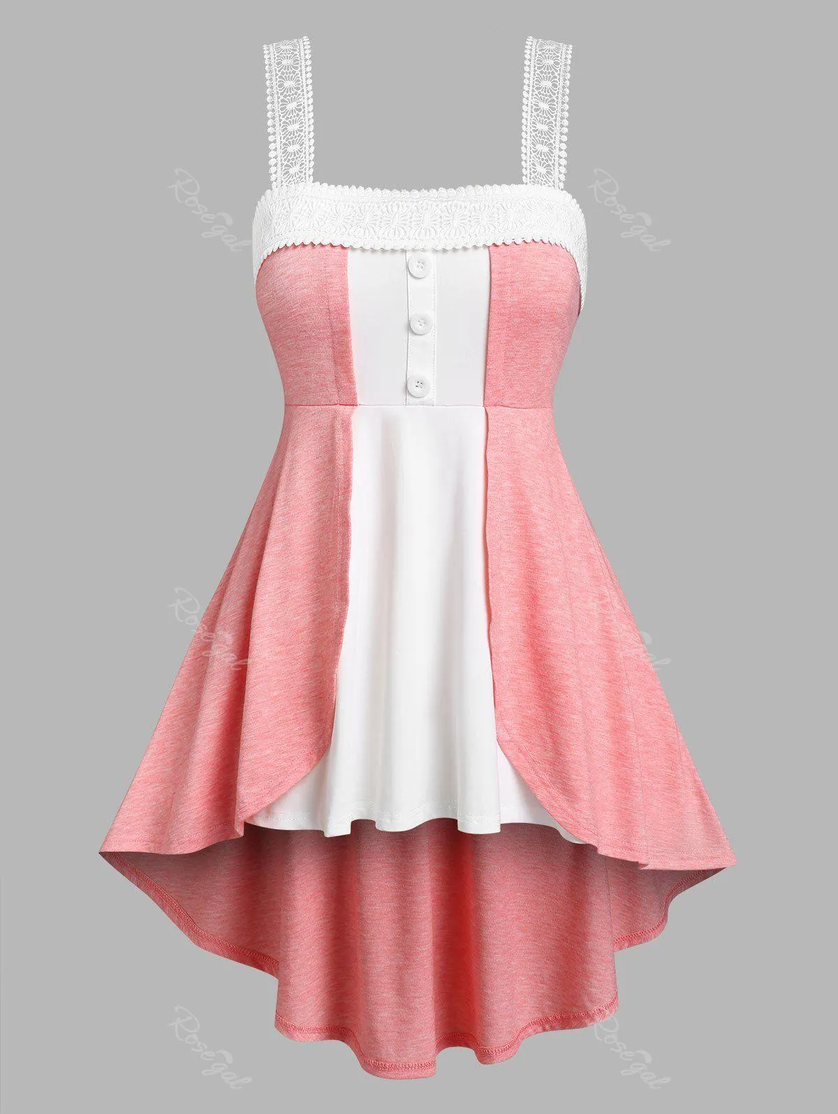 Plus Size & Curve Overlap Colorblock High Low Tank Top - 5x