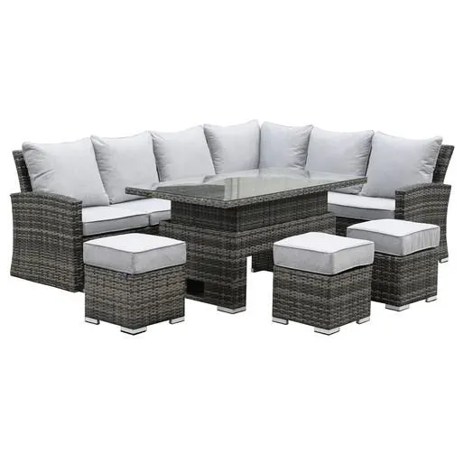 L-Shape Garden Corner Sofa Set with Table