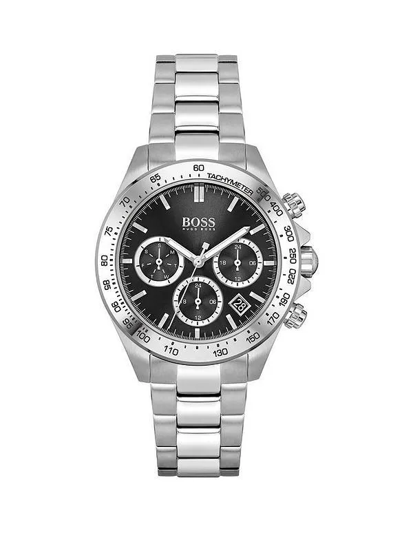 Novia Black Chronograph Dial Stainless Steel Bracelet Watch