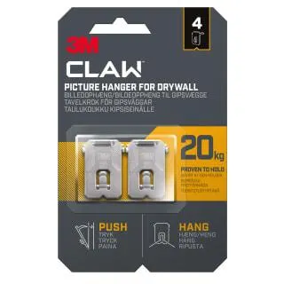 3M Claw Picture Hanger For Drywall 4pk - 20kg