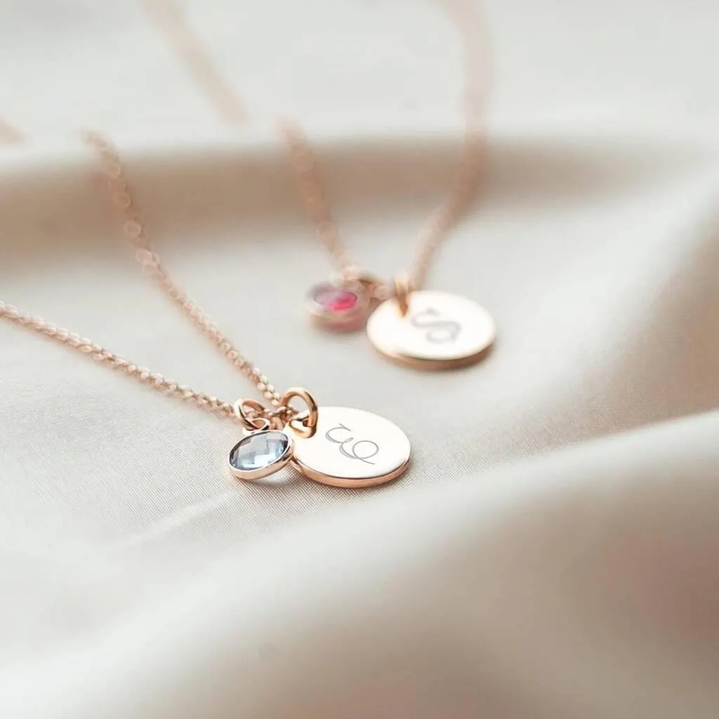 Personalised Initial Birthstone Necklace