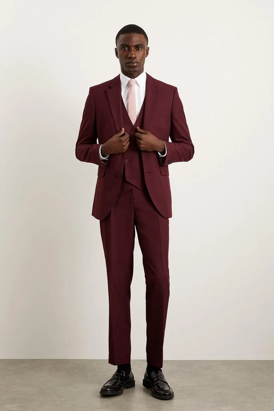 Slim Fit Burgundy Suit Jacket