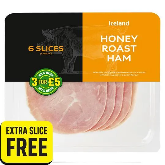 Iceland 7 Slices (approx.) Honey Roast Ham (Extra Slice Free)