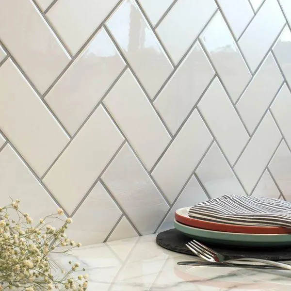 Whitechapel Gloss White Flat Mini Metro Tiles