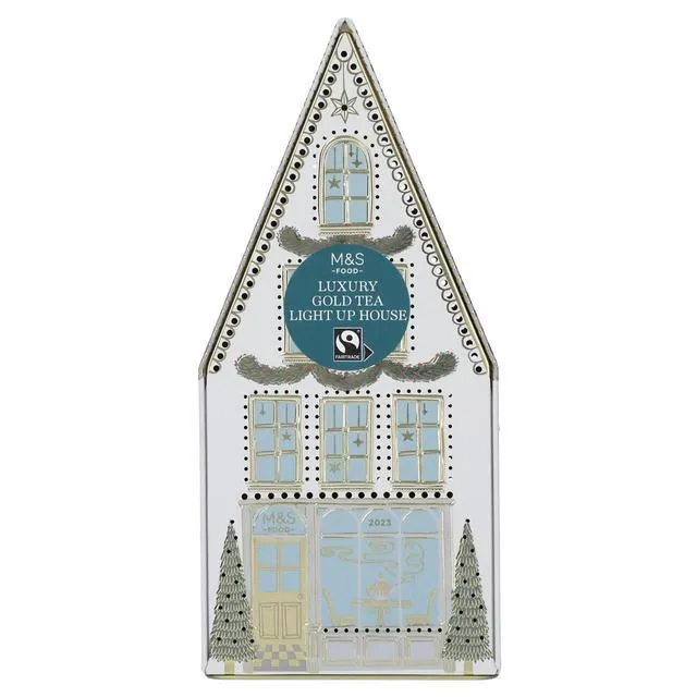 M&S Luxury Gold Light Up Tea Bag House