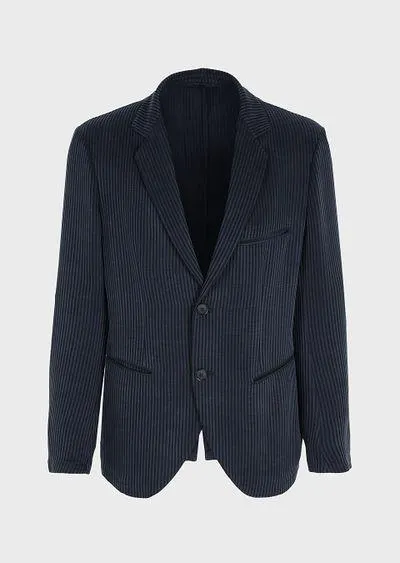 Single-breasted jacket in pinstriped cupro