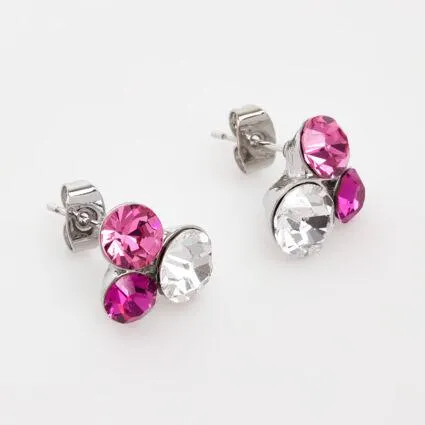 18ct White Gold Plated Triple Crystal Earrings