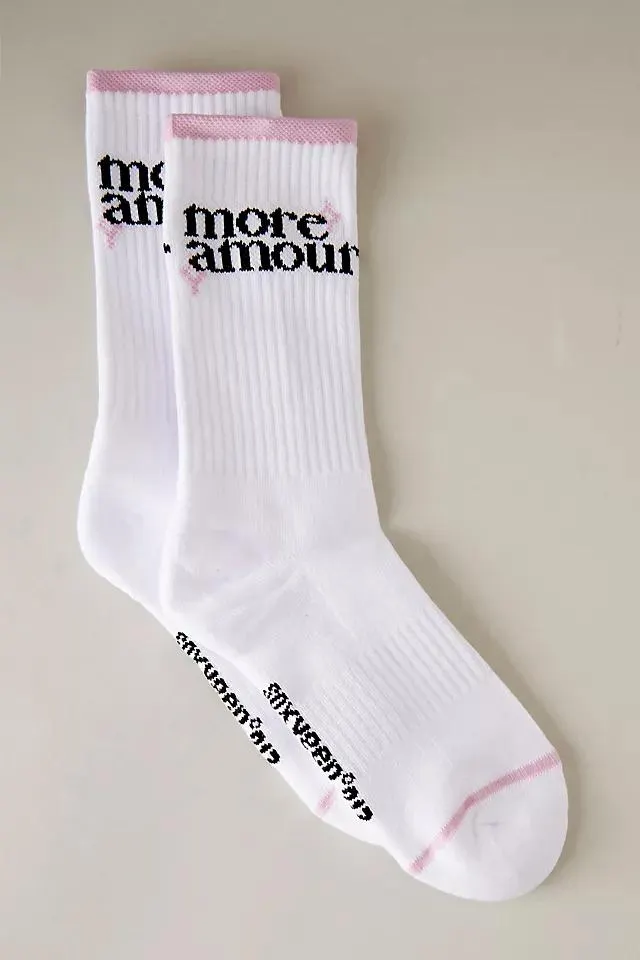 Soxygen More Amour Slogan Organic Cotton Ribbed Crew Socks