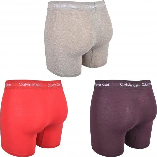 Calvin Klein 3-Pack Coloured Boxer Briefs, Plum/Earth/Red