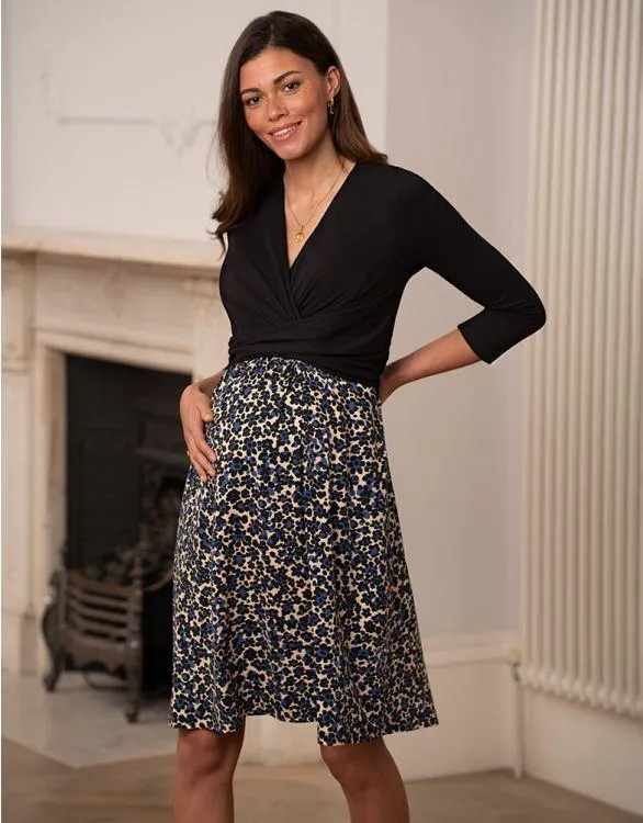 Faux-Wrap Printed Maternity & Nursing Dress