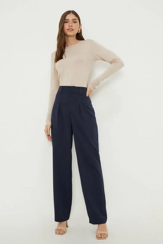 Pleat Front Straight Leg Trouser