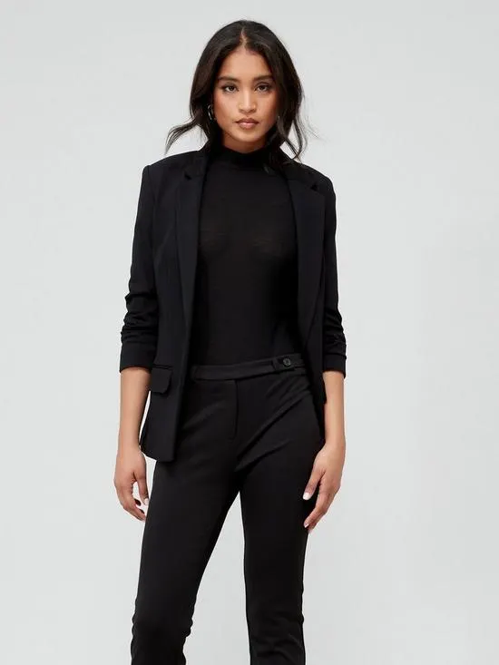 Ultimate Ruched Sleeve Blazer - Black