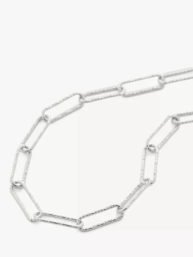 Monica Vinader Alta Textured Link Chain Necklace, Silver