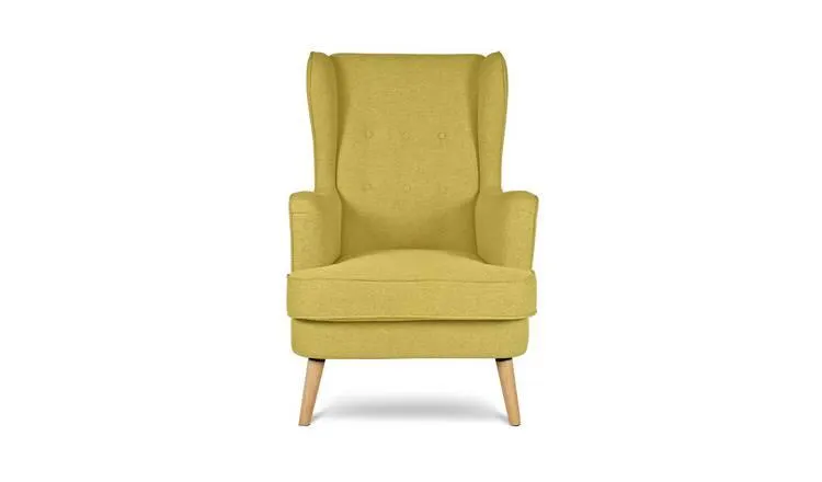 Habitat Callie Fabric Wingback Chair - Mustard