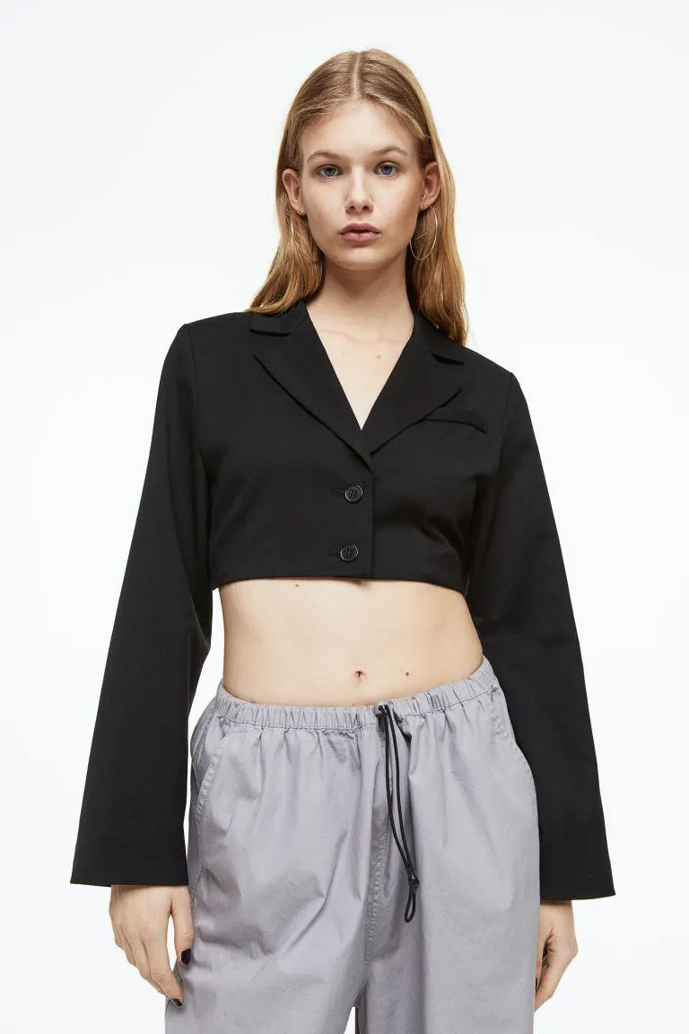Tie-detail cropped blazer