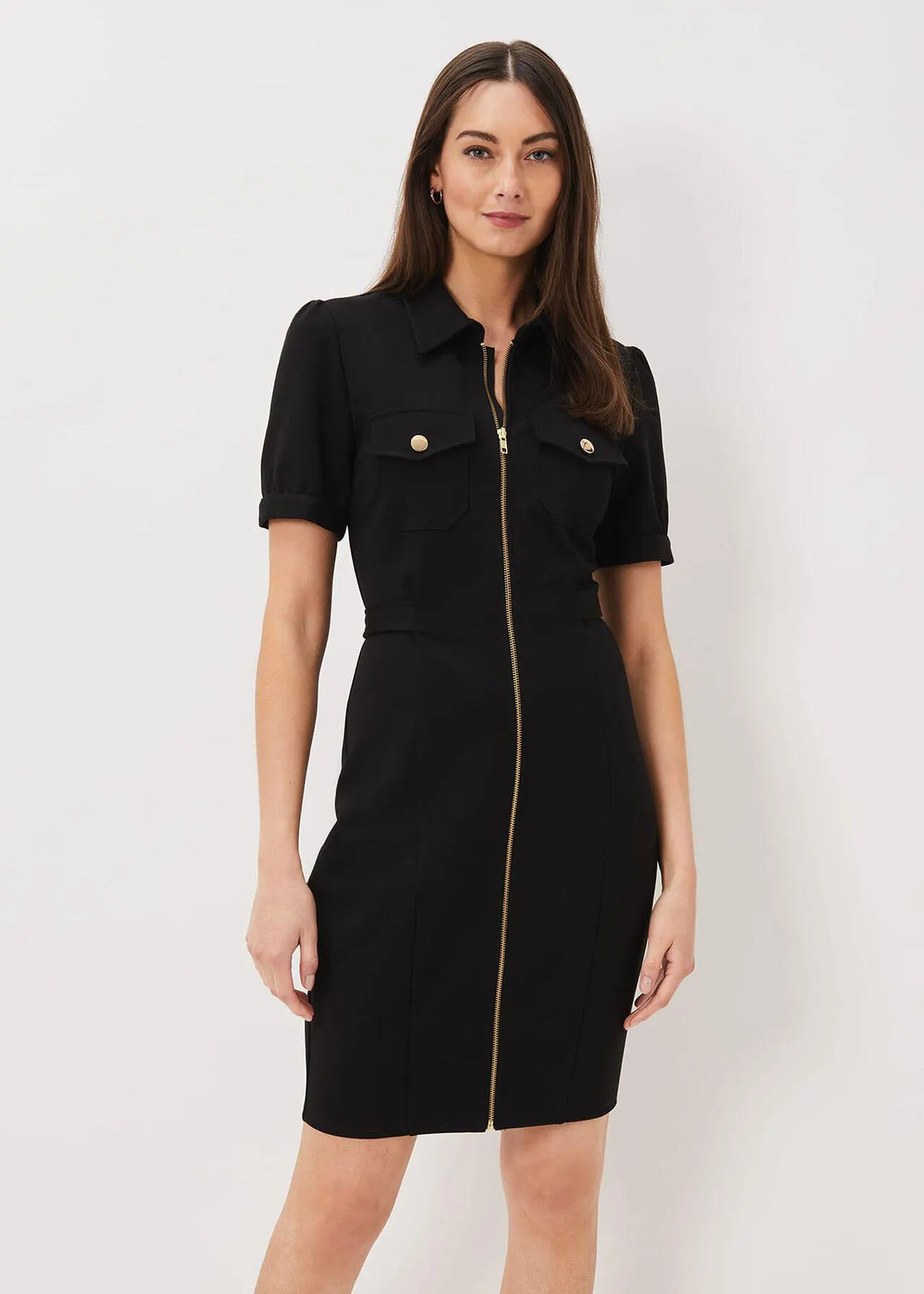 Shaden Zip Front Ponte Dress