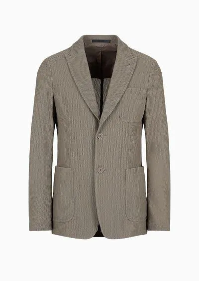 Single-breasted jacket in technical waffle fabric