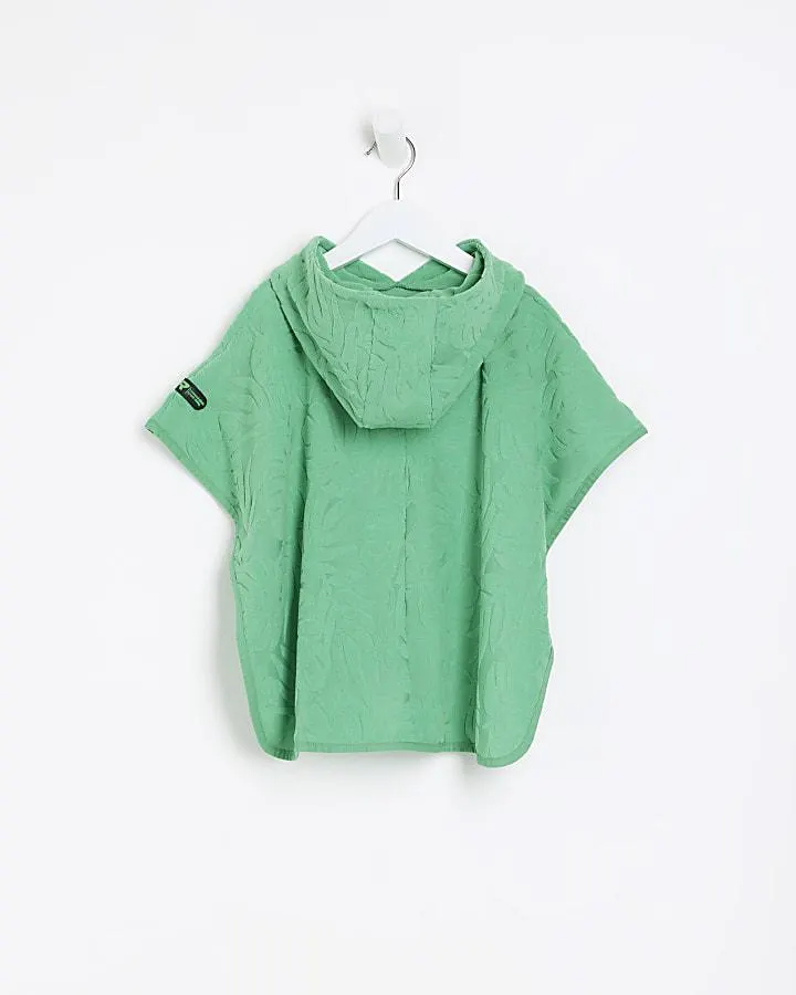 Mini boys green embossed towelling poncho