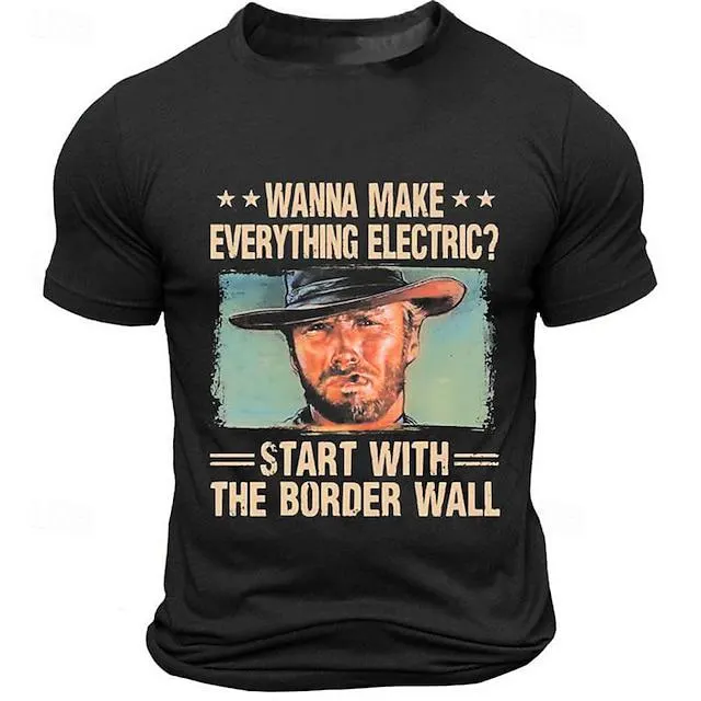 Western Cowboy Tee Men's Graphic Cotton T Shirt Sports Classic Shirt Short Sleeve Comfortable Tee Sports Outdoor Holiday Summer Fashion Designer Clothing