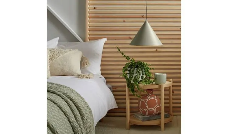 Habitat Cone 30cm Metal Ceiling Pendant Light - Sage