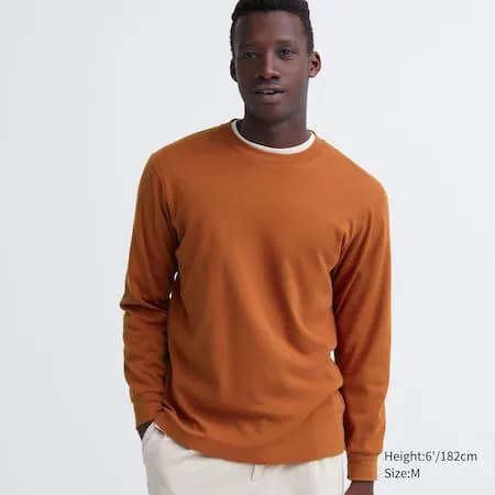 Soft Brushed Cotton Crew Neck Long Sleeved T-Shirt