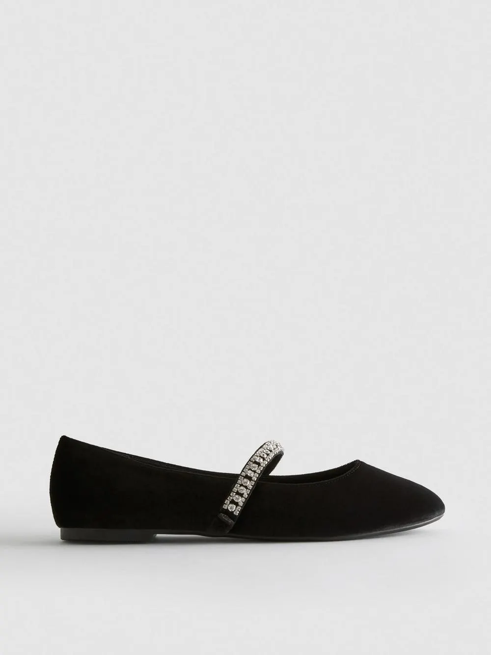 Velvet Diamanté Ballerina Flats