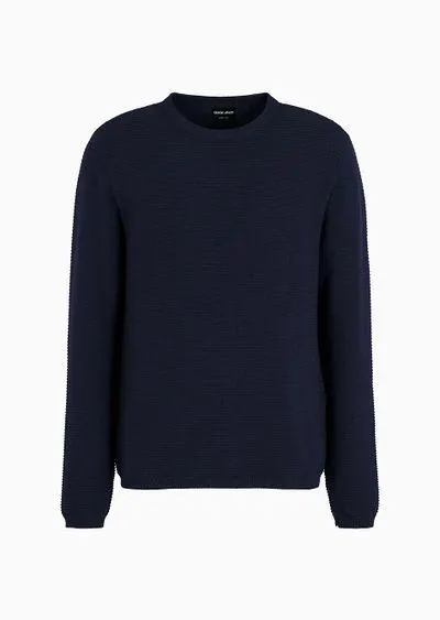 Virgin-wool blend crew-neck jumper with jacquard logo