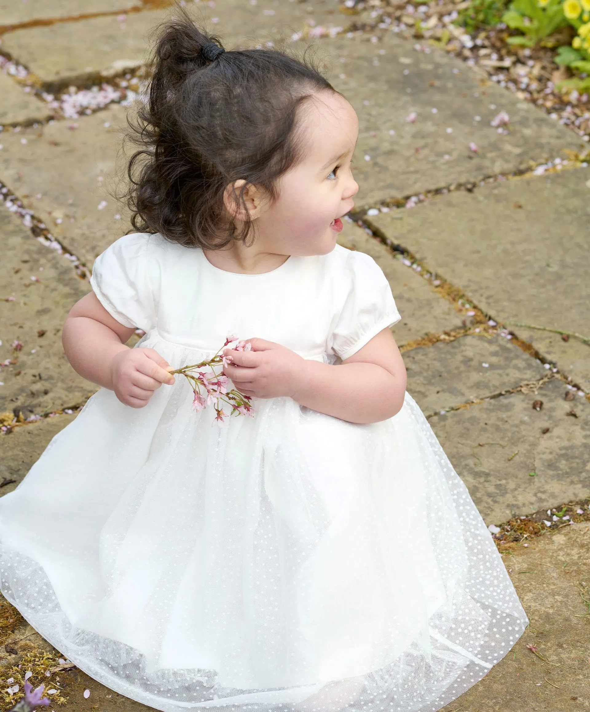 White Flock Spot Mesh Dress