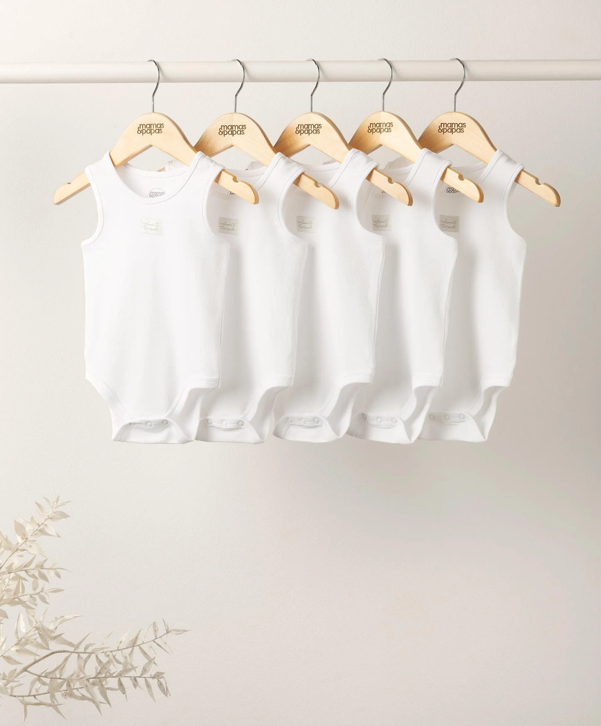 White Sleeveless Cotton Bodysuits - 5 Pack