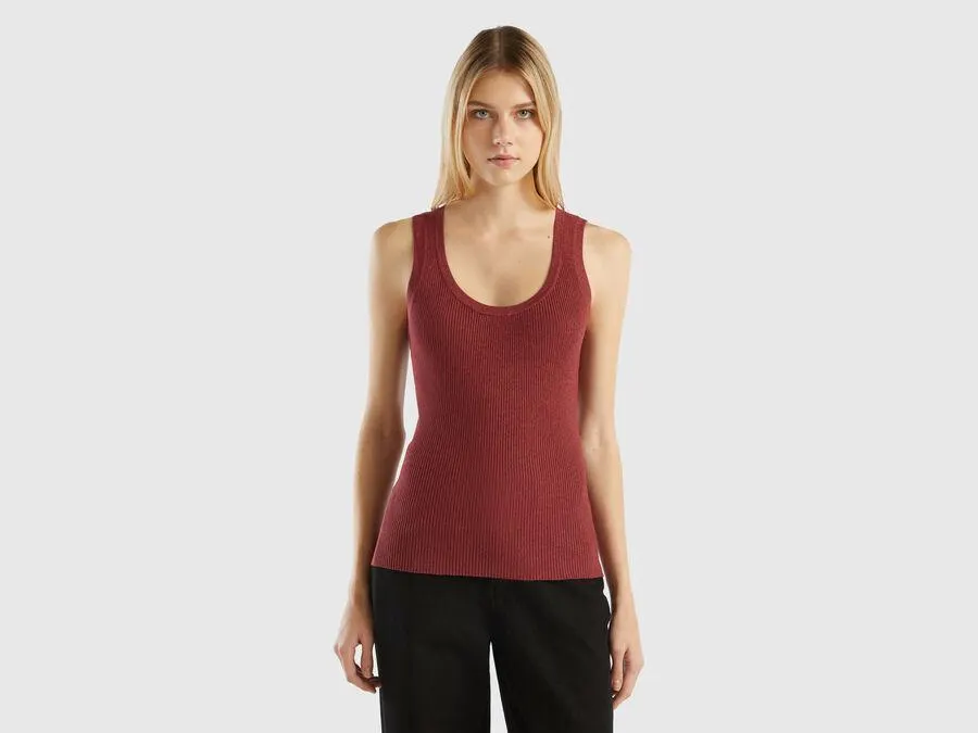 Ribbed tank top with lurex