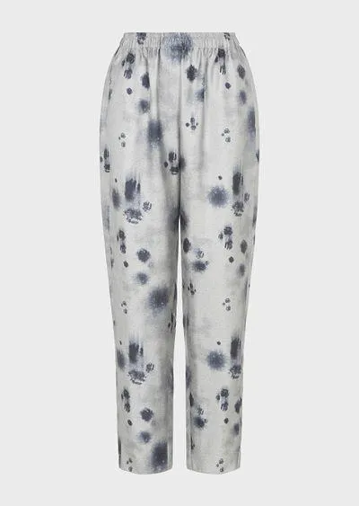 Flowing trousers in an animal-print silk twill