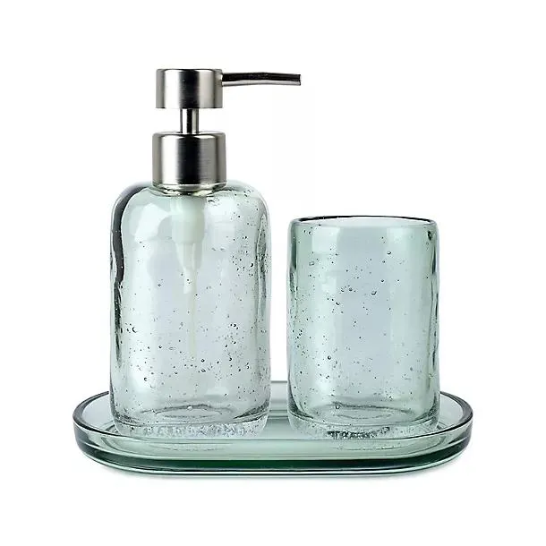 Lakeland 3-Piece Green Glass Bathroom Set