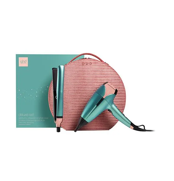 ghd Deluxe Gift Set - Platinum+ Hair Straightener & Helios® Hair Dryer in Alluring Jade