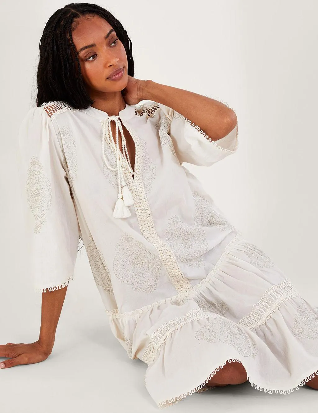 Pure Cotton Embroidered Kaftan Dress