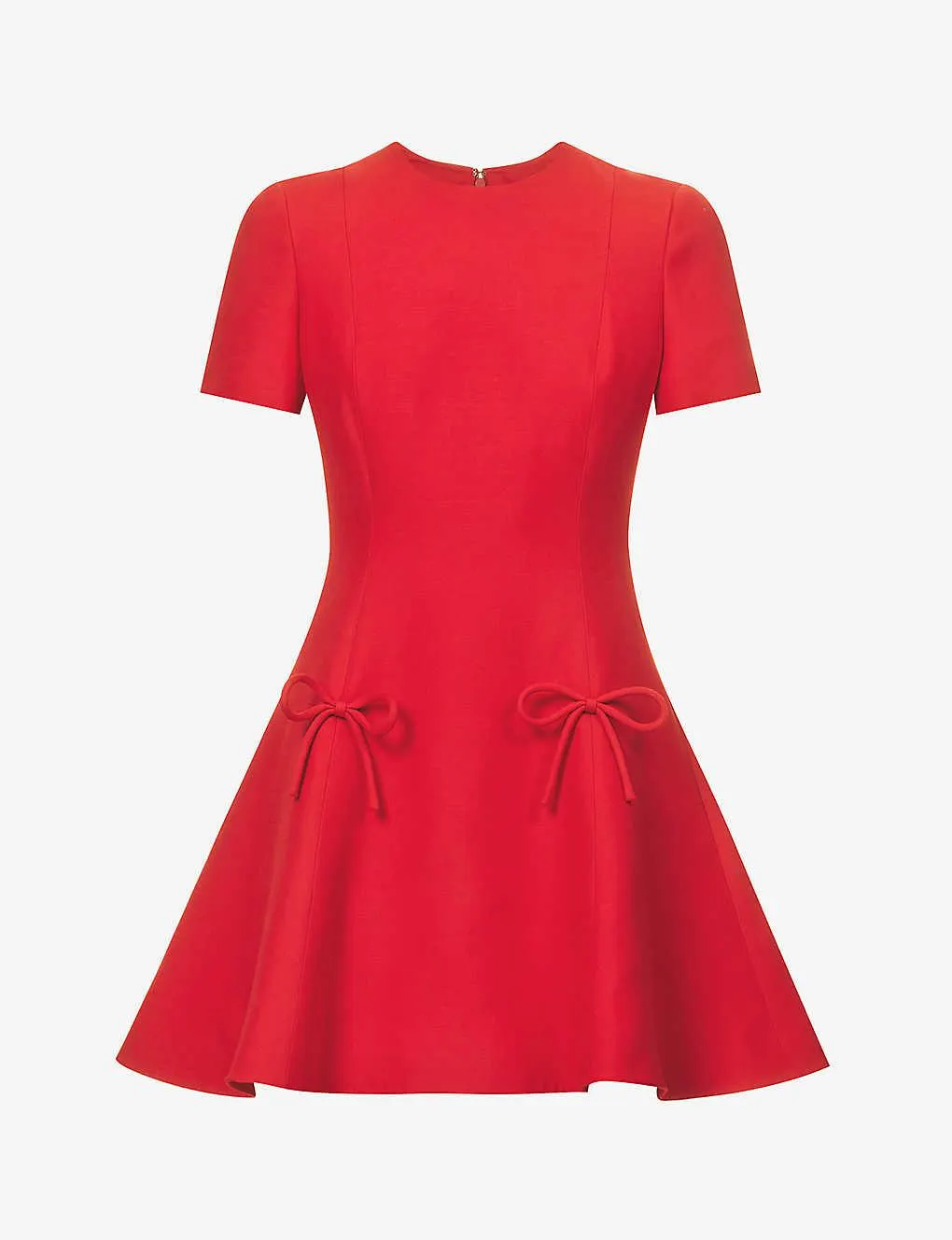 Bow-embellished wool and silk-blend mini dress