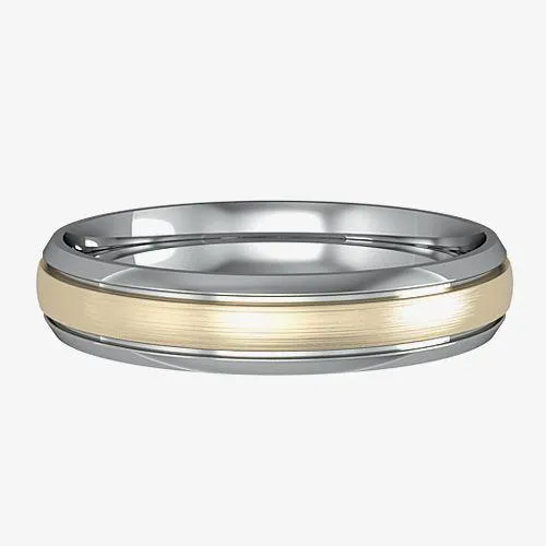 9ct Gold Two Colour 4mm Satin Court Ring R24E052