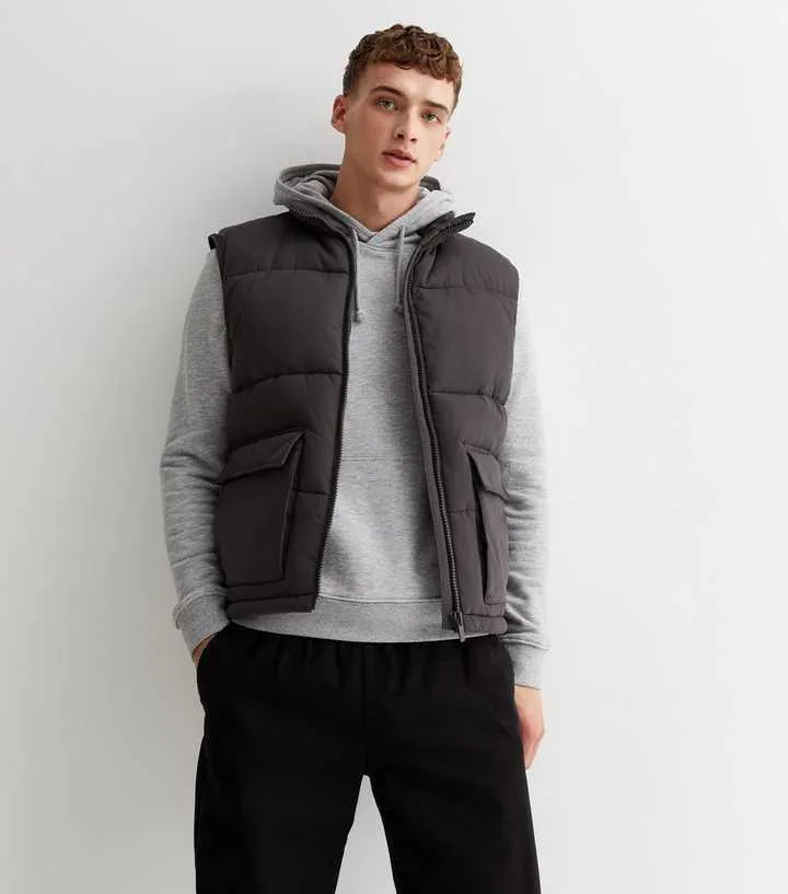 Black Padded Patch Pocket Gilet
