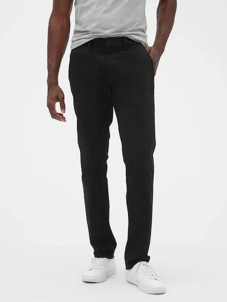 Black Essential Chinos in Slim Fit with Washwell