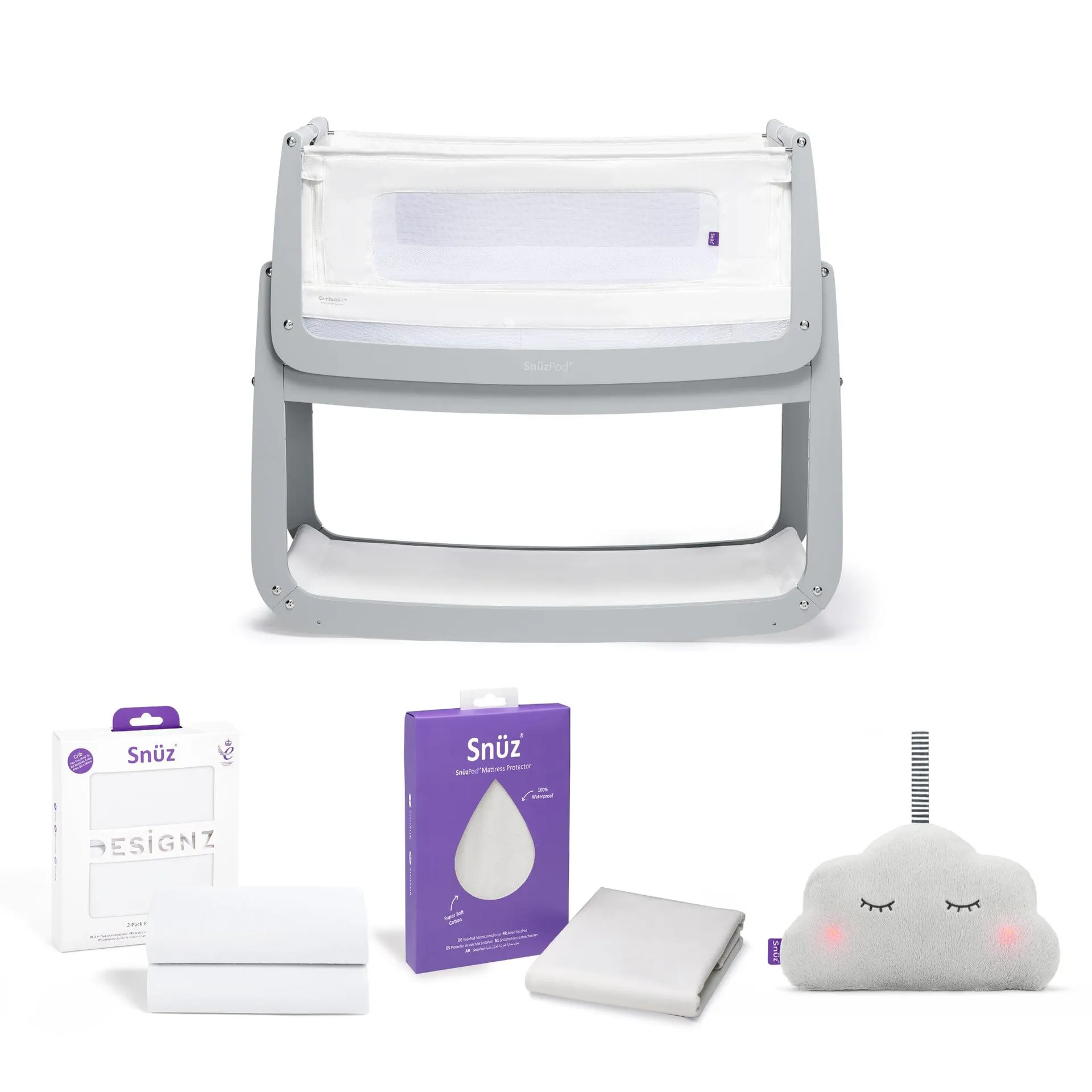 SnüzPod 4 Bedside Crib Starter Bundle Dove Grey