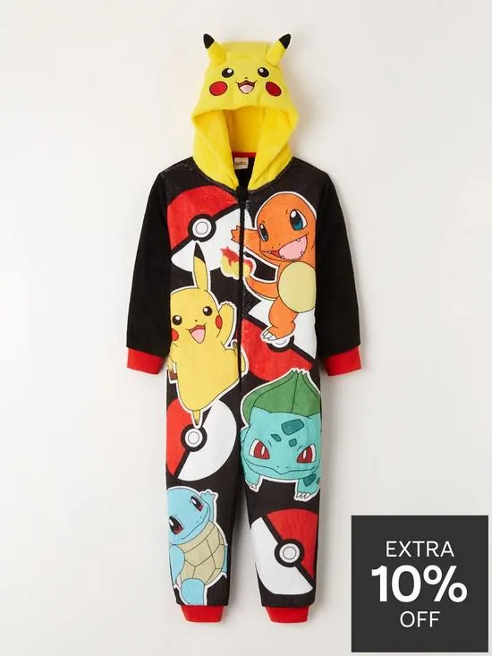 Hood Detail Fleece All In One - Black