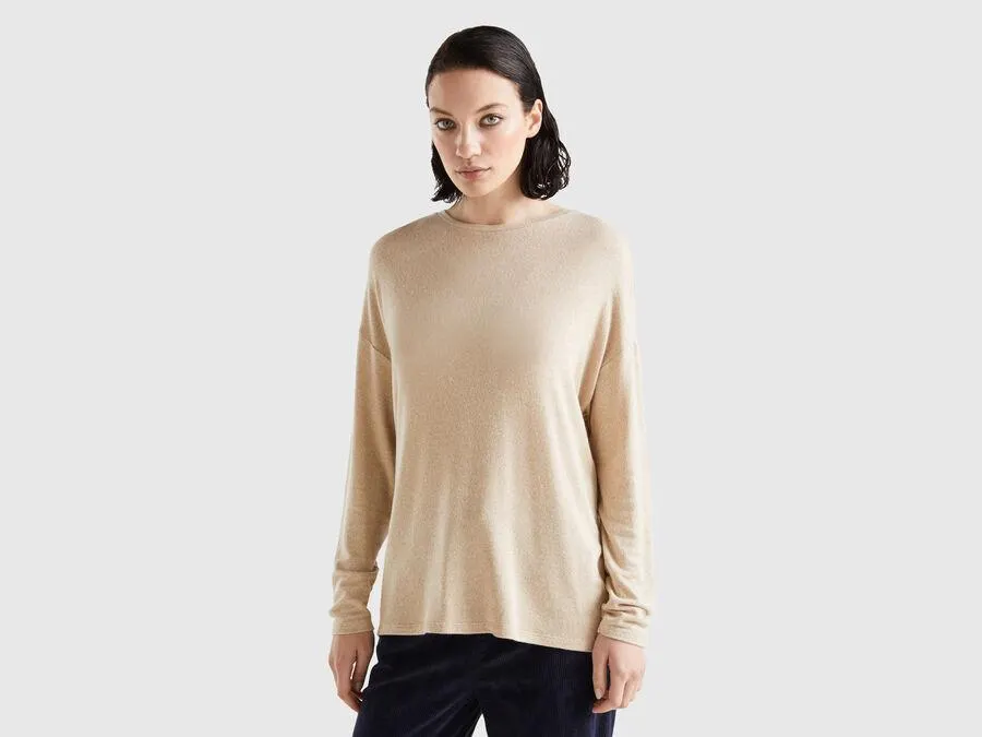 Long sleeve stretch viscose t-shirt
