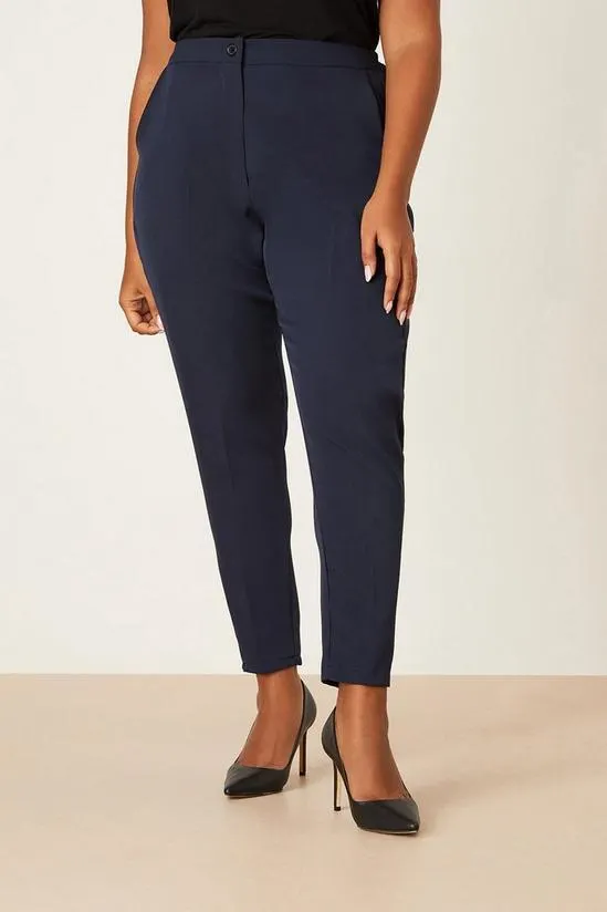 Curve Navy Elastic Back Ankle Grazer Trouser
