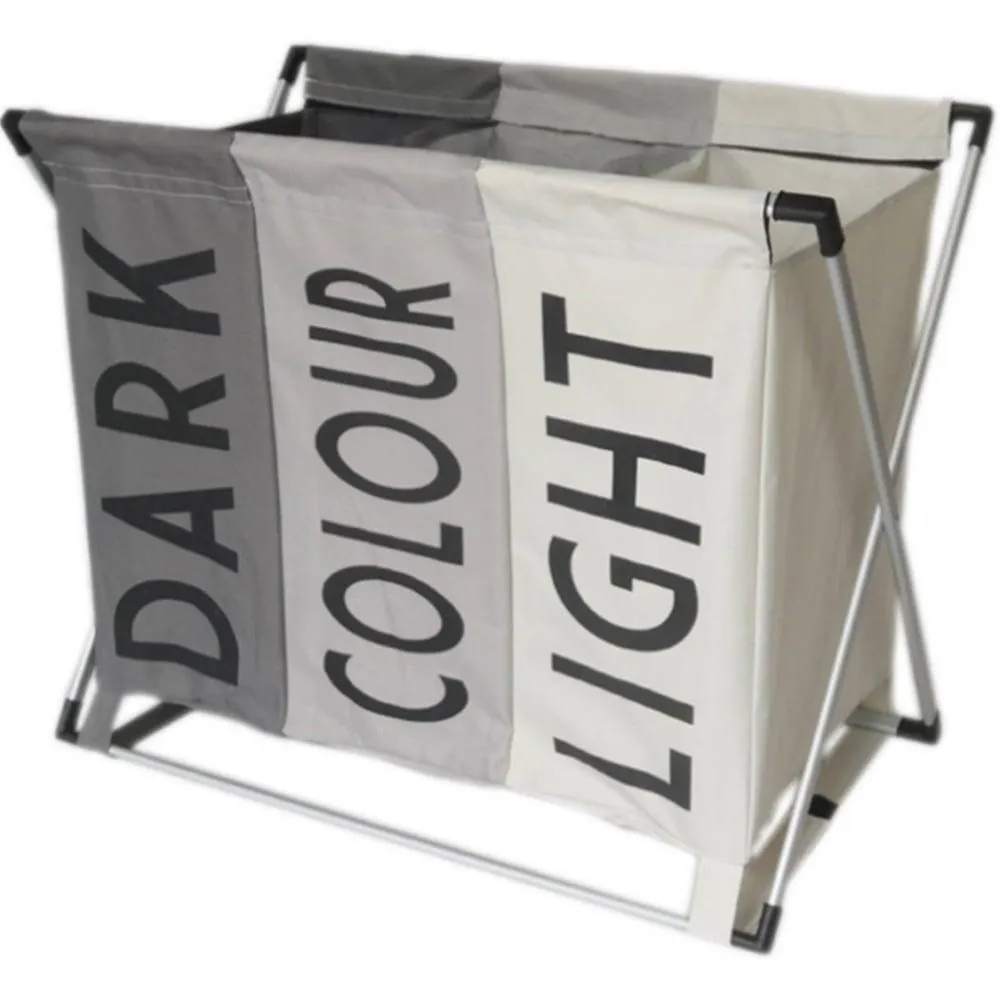 Living and Home Foldable Laundry Basket Triple Section