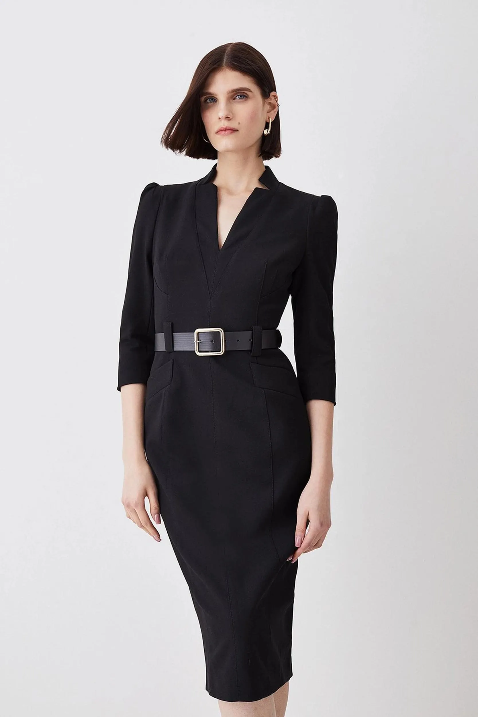 Petite Forever Belted Midi Pencil Dress